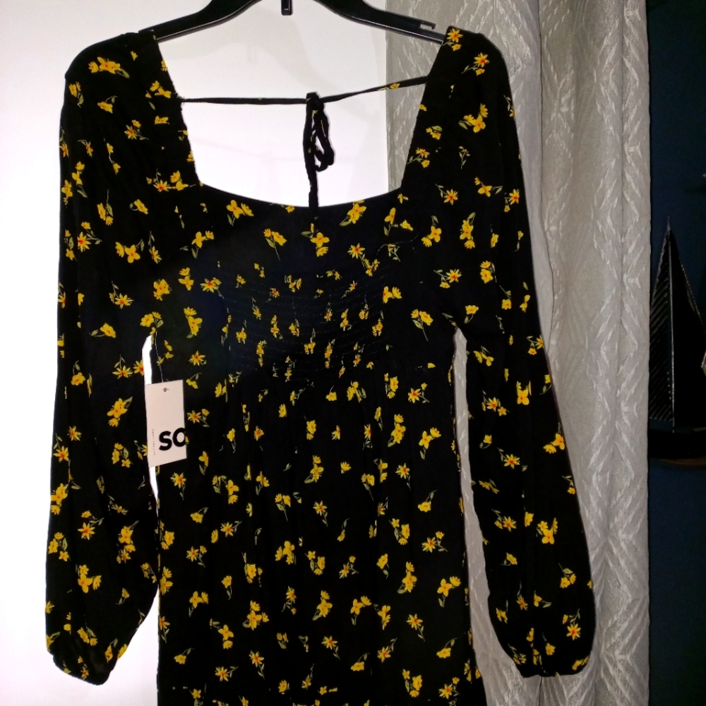 New- Yellow and black floral dress